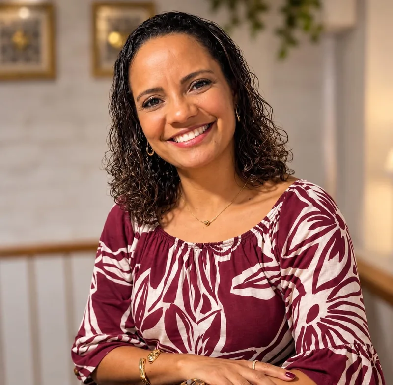 Retrato de Érika de Carvalho sorrindo